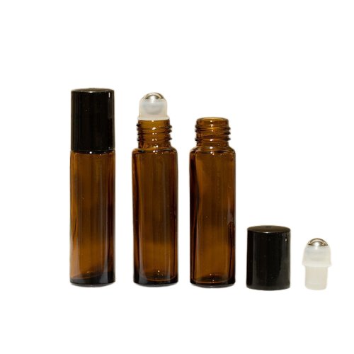 Roll - on glas amber met metalen roller 10ml - Marion Maakt